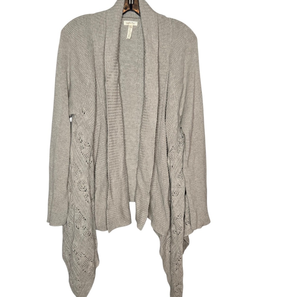 Matilda Jane Cashmere Blend Open Drape Front Cardigan Sweater Oatmeal Large